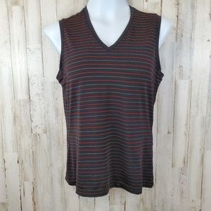 Banana Republic Womens Top Black Red White Stripe